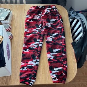 Red,black,white camouflage pants